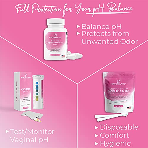 Natureland 40 Count, 600mg Boric Acid Vaginal Suppositories, Made in USA, Restore pH Balance NaturelandBuy Supplements Australia