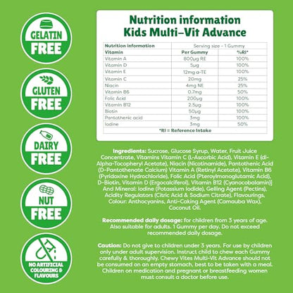 Chewy Vites Kids Multivitamin Advance 60 Gummy Vitamins | 11 Essential Nutrients CHEWY VITESBuy Supplements Australia
