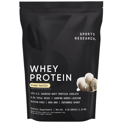 Sports Research Whey Protein Isolate - Sports Nutrition Protein Powder 25g per Serving - 5lb Bag Whey Protein - Vanilla Flavor - Bulk Protein Powder, 56 Servings Sports Research buy supplements Au