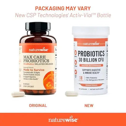 NatureWise Max Probiotics for Women & Men - 30 Billion CFU 18 Strains With Prebiotics - For Gut & Digestive Health - Delayed-Release Capsules, Gluten Free - 60 Capsules[2-Month Supply] NatureWise buy supplements Au