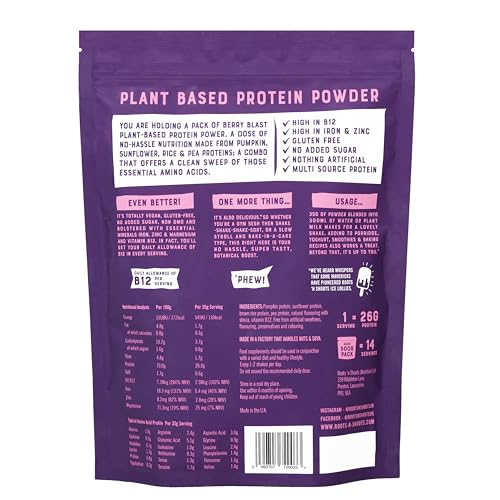 Roots 'n Shoots Vegan Protein, Shake, Berry Flavour, with Added B12, 26g Protein ROOTS 'N SHOOTSBuy Supplements Australia
