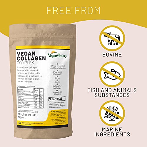 Vegan Collagen Supplement for Skin, Hair, Nails, Joints & Bones with Vegan VitalityBuy Supplements Australia