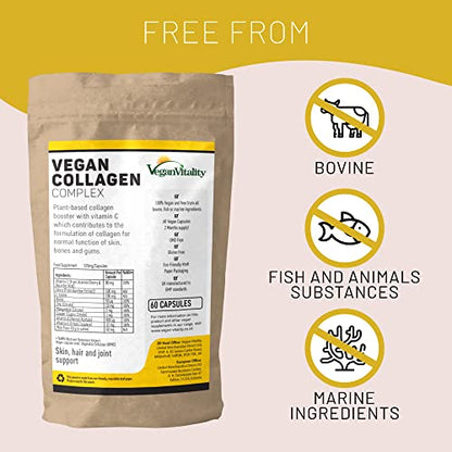 Vegan Collagen Supplement for Skin, Hair, Nails, Joints & Bones with Vegan VitalityBuy Supplements Australia