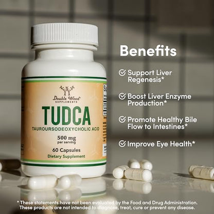TUDCA Bile Salts Liver Support Supplement, 500mg Servings, Liver and Gallbladder Double Wood SupplementsBuy Supplements Australia