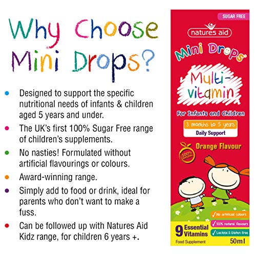Natures Aid Mini Drops Multi-vitamin for Infants and Children, Sugar Free, 50 ml Natures AidBuy Supplements Australia