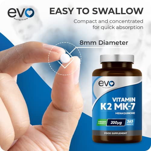 EVO NUTRITION Vitamin K2 MK-7 200mcg | 365 Vegetarian and Vegan Tablets EVO NUTRITIONBuy Supplements Australia