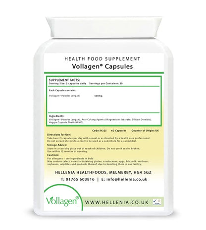 Hellenia Vollagen 500mg - 60 Capsules - Vegan Collagen HelleniaBuy Supplements Australia