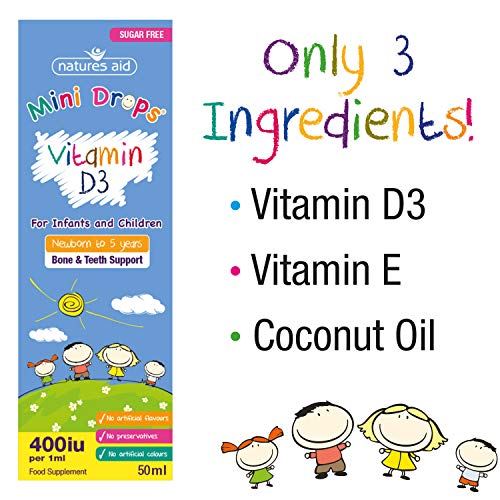 Natures Aid Vitamin D3 Mini Drops for Infants and Children, Sugar Free, 50ml natures aidBuy Supplements Australia