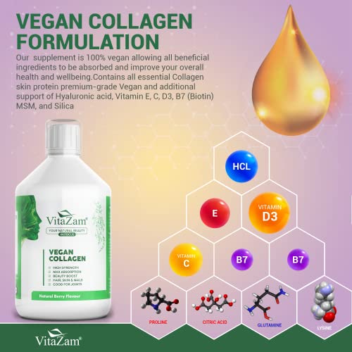 VitaZam Vegan Collagen Liquid 5000mg Hydrolyzed Collagen Peptides for Women VitaZamBuy Supplements Australia