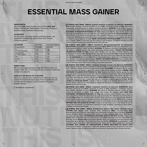 Bulk Essential Mass Gainer, Protein Shake for Weight Gain, Vanilla, 2.5 kg BulkBuy Supplements Australia