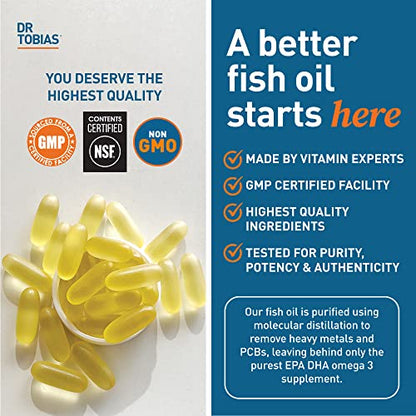 Dr. Tobias Omega-3 Fish Oil, Triple Strength, Supports Brain & Heart Health, 2000 mg Dr. TobiasBuy Supplements Australia