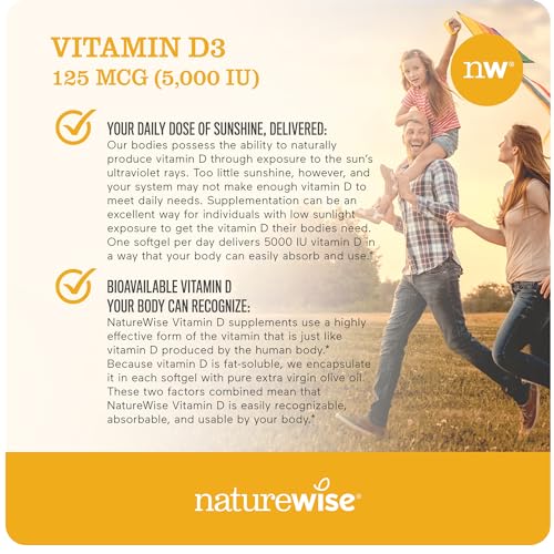NatureWise Vitamin D3 5000iu (125 mcg) Healthy Muscle Function, and Immune Support NatureWiseBuy Supplements Australia
