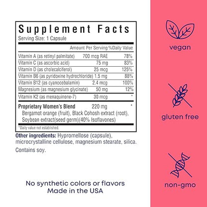 Her Own Menoprim, Menopause Support, Female Hormonal Balance Capsules for Night Sweats, Hot Flashes & Mood Swing Support, Bergamot Orange & Black Cohosh Root, 60 Capsules her ownBuy Supplements Australia