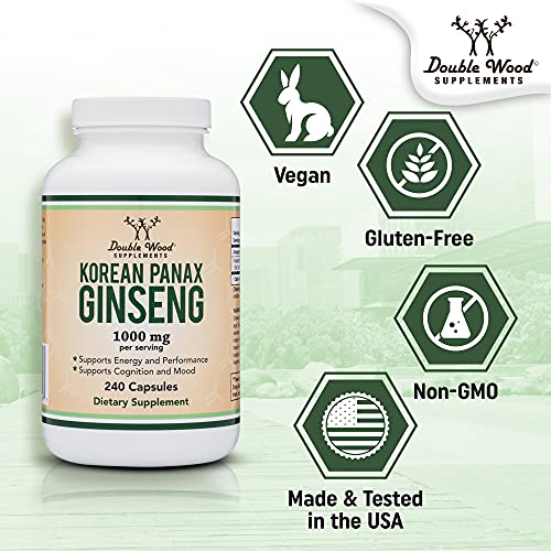 Ginseng Capsules (Korean Red Ginseng Extract, Panax Ginseng 10% Ginsenosides) Double Wood SupplementsBuy Supplements Australia