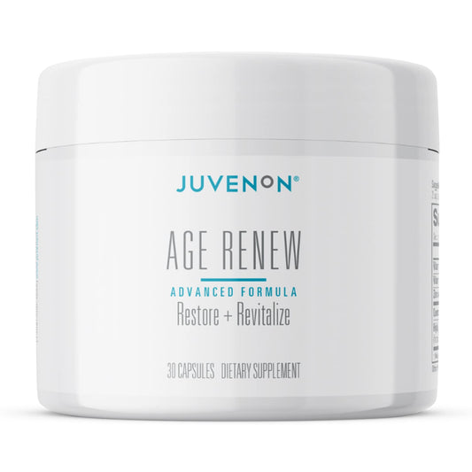 Juvenon Age Renew supplement jar on a white background
