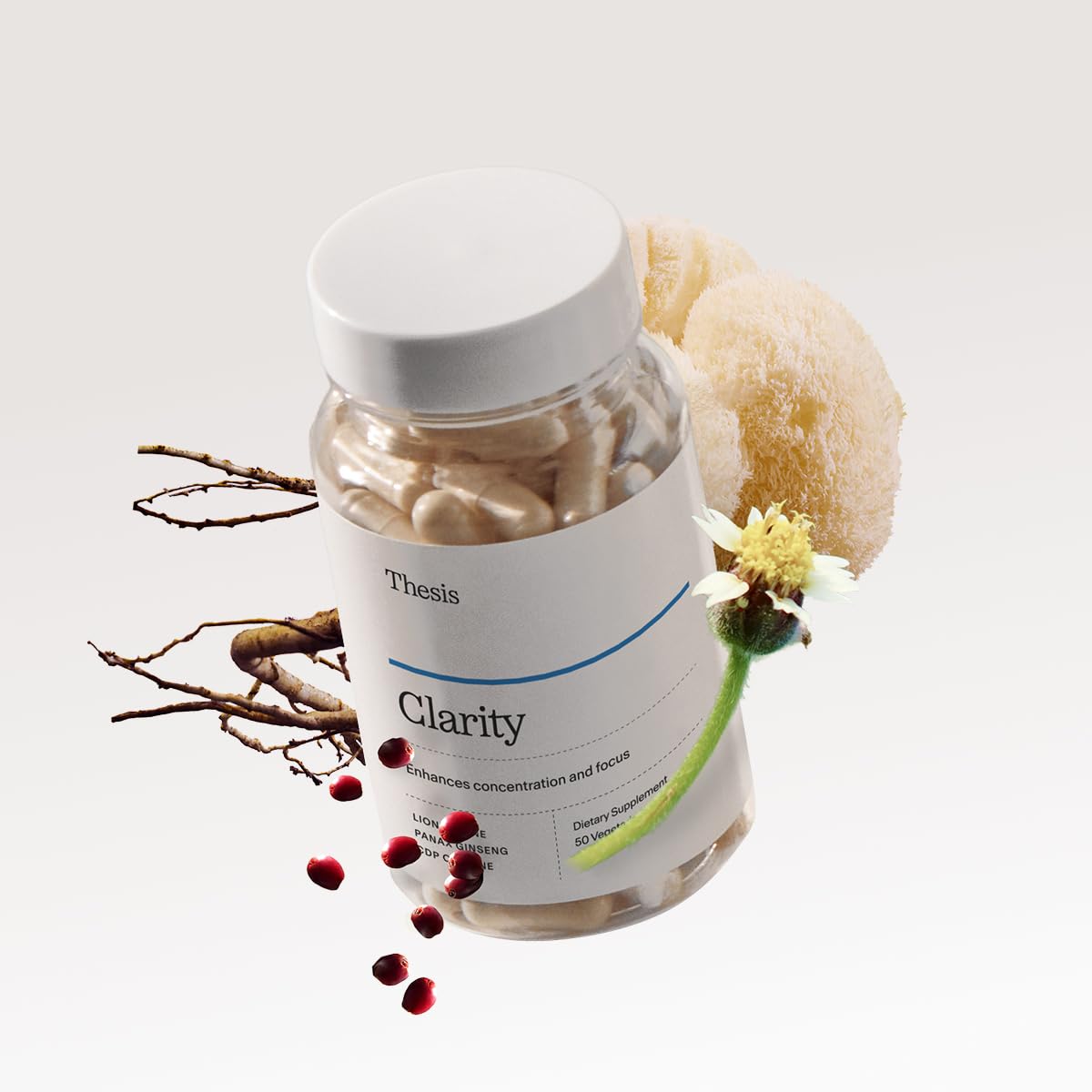 Thesis Clarity Nootropic Supplement for Men & Women with Lions Mane, CDP Choline, Panax Ginseng, Vitamin B6 & Caffeine, Cognitive Support Capsules, Vegan, Non GMO, 25 Servings THESISBuy Supplements Australia