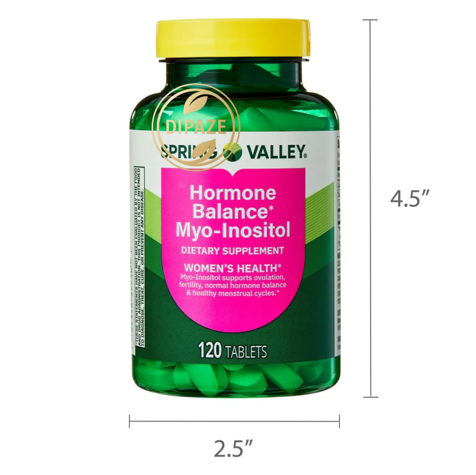 Spring Valley Hormone Balance Myo-Inositol 2000mg Dietary Supplement Tablets, 120 Count + Dipaze Gift (Container) Aus HealthcareBuy Supplements Australia