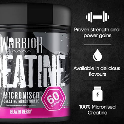 Warrior Creatine Monohydrate Powder – 300g – Micronised for Easy Mixing and Consumpti WarriorBuy Supplements Australia