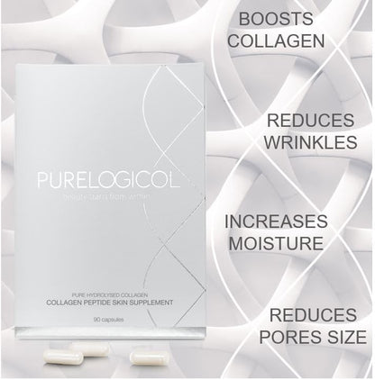Collagen Tablets, Best Hydrolysed Protein Peptide Skin Supplement - 90 x Collagen Capsules x 800mg PurelogicolBuy Supplements Australia