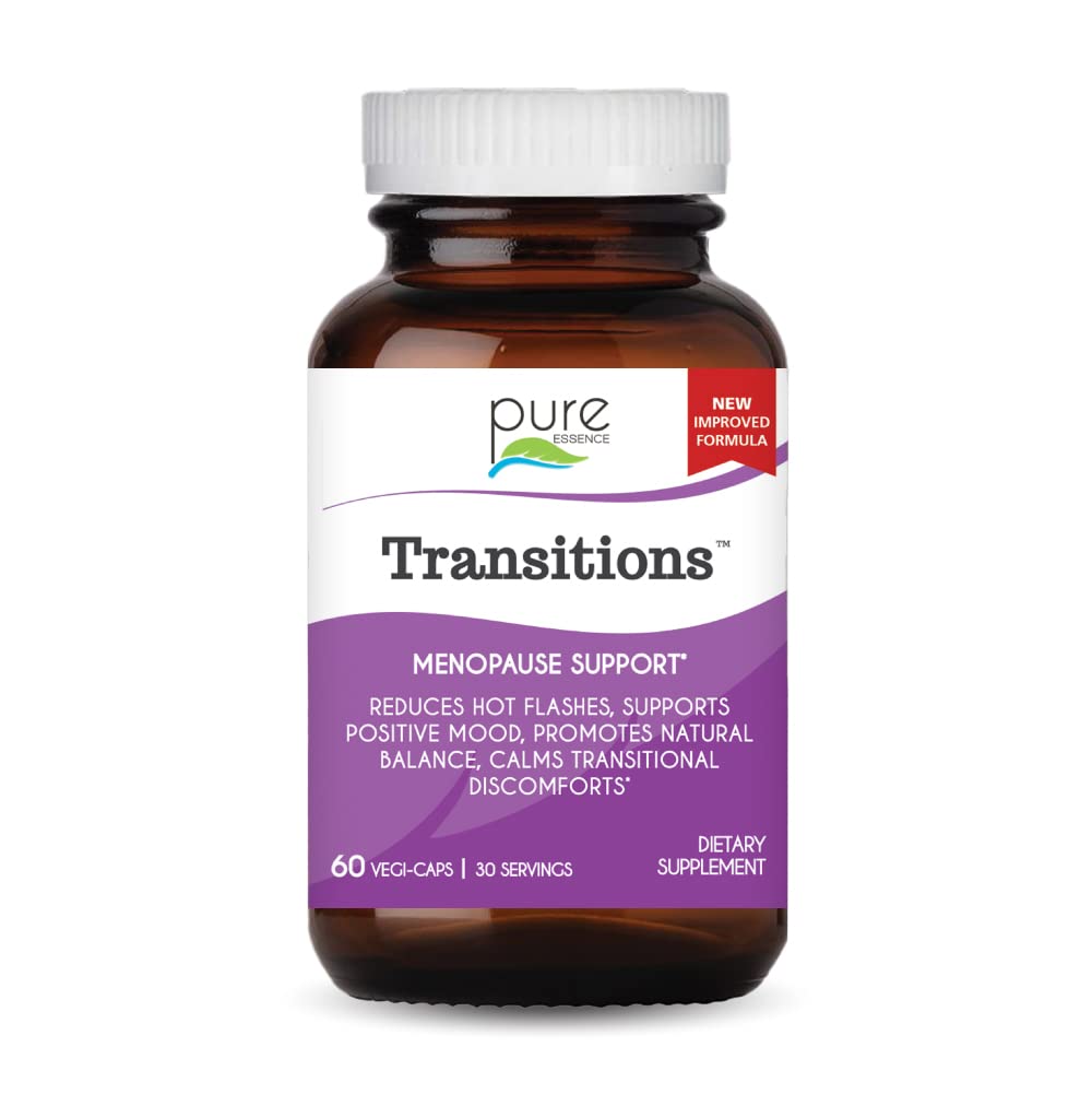 Pure Essence Labs Transitions Vitamins for Women, Natural Menopause Relief Supplement to Promote Hormone Balance, Reduce Hot Flashes, Mood Swings & Night Sweats, 60 Capsules PURE ESSENCE LABSBuy Supplements Australia