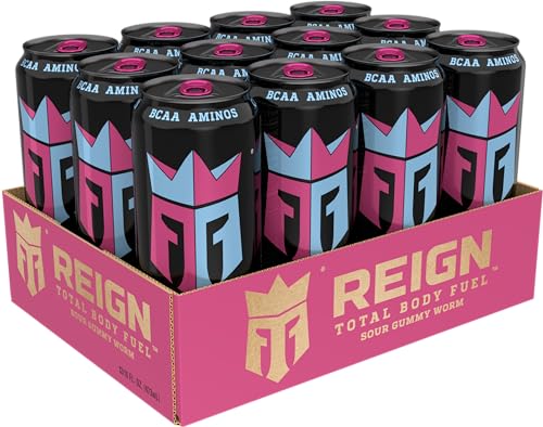 Reign Total Body Fuel, Sour Gummy Worm, Fitness & Performance Drink, 16 Fl Oz (Pack of 12) REIGNBuy Supplements Australia