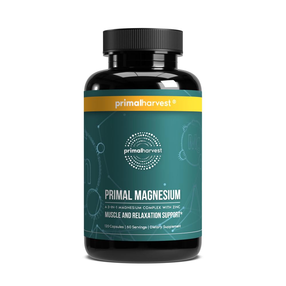 Magnesium Supplement Complex 310mg by Primal Harvest with Magnesium Glycinate, Citrate, Malate, and Zinc 120 Capsules Primal Harvest canada supplements