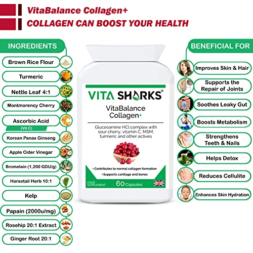 VitaBalance Collagen+ 60 Capsules for Skin, Hair, Nails, Joints & Connective Tissue Vita SharksBuy Supplements Australia