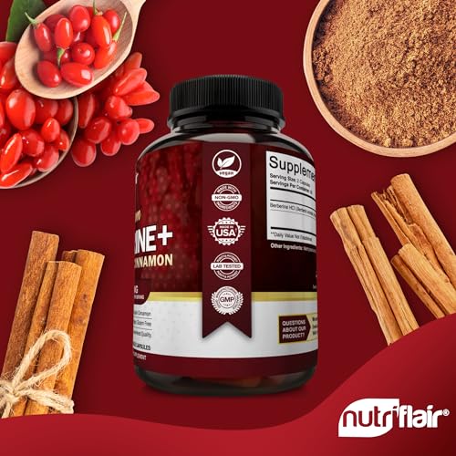 NutriFlair Premium Berberine HCL 1200mg, 120 Capsules - Plus Pure True Ceylon Cinnamon NutriFlairBuy Supplements Australia