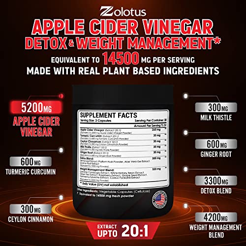 Zolotus 14x Strength Apple Cider Vinegar Capsules, Equivalent to 14500mg, with Turmeric ZolotusBuy Supplements Australia