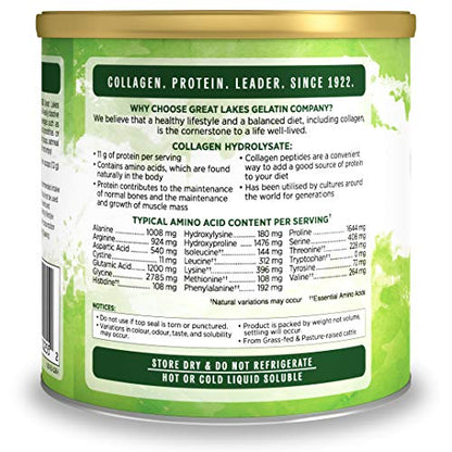 Great Lakes Gelatin Collagen Hydrolysate, Grass-Fed Bovine Hydrolysed Collagen Peptides Protein Powder Supplement, Unflavoured, 226g, Can Great Lakes GelatinBuy Supplements Australia