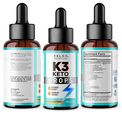 (2 Pack) K3 Keto Drops for Weight Loss - Fat Burner & Metabolism Booster | Advanced Keto ZELSOBuy Supplements Australia