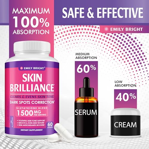 Glutathione Capsules - 1,500mcg Glutathione Supplement - Skin Tone Enhancer - Targets Emily Bright INCBuy Supplements Australia