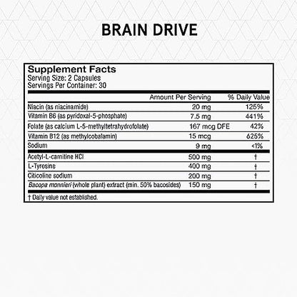 Momentous Brain Drive Nootropic Supplement - Brain Supplement for Memory & Focus Support - NSF Certified for Sport - GMO- & Gluten-Free - 30 Servings MomentousBuy Supplements Australia