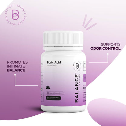Boric Acid Suppositories for Women 600 mg - 30 Vaginal Use Capsules - ph Balance Pills, Odor Control BalancebreensBuy Supplements Australia