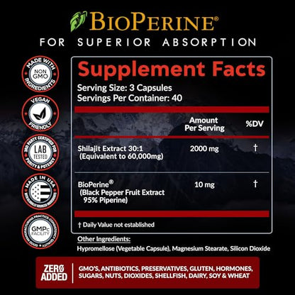 Pure Himalayan Shilajit Capsules Supplement (60,000mg+ Absorption Enhancer+50% Rainbow Nutrients, LLCBuy Supplements Australia