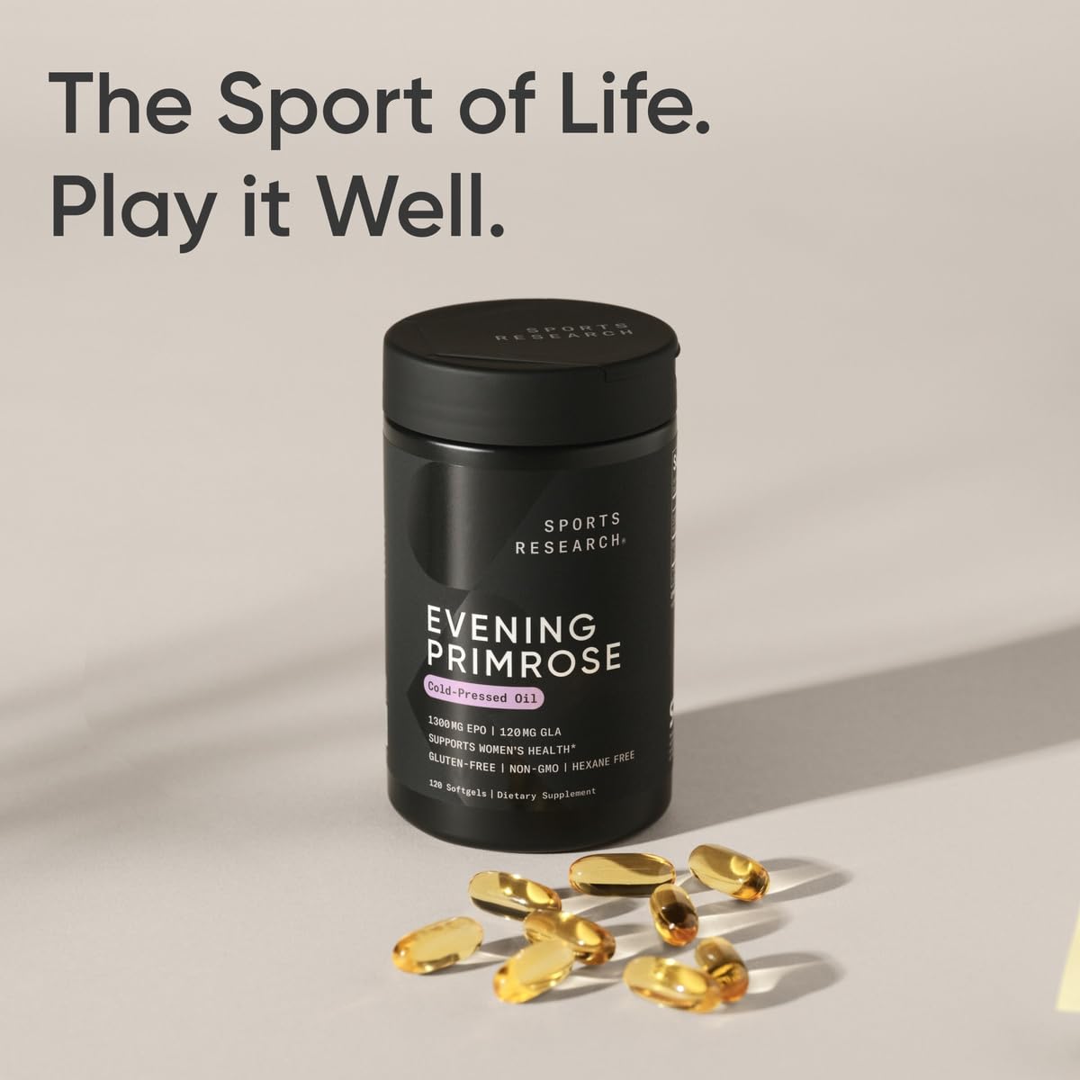 Sports Research Evening Primrose Supplement from Cold Pressed Oil - Softgels for Women’s Health & Skin Health - Gluten Free & Non-GMO GLA - High Potency 1300mg, 120 Count Sports ResearchBuy Supplements Australia
