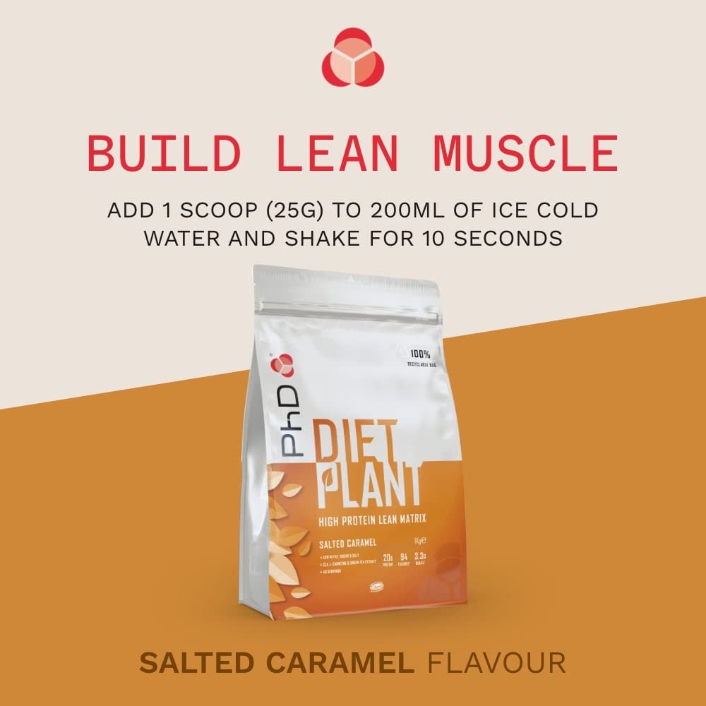 PhD Nutrition Diet Plant, Vegan Protein Powder Plant Based, Salted Caramel PhDBuy Supplements Australia