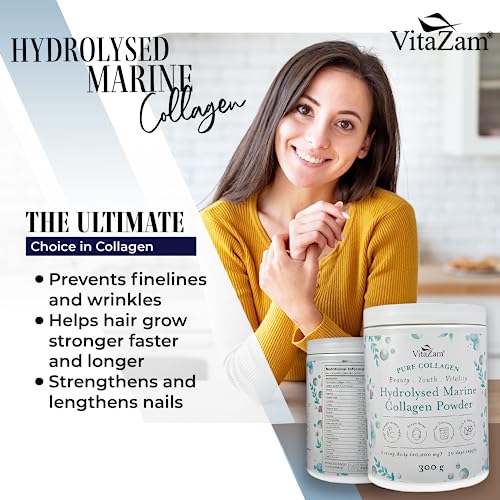 Vitazam Pure Marine Collagen Powder - 100% Hydrolysed Collagen Peptides for Hair Skin and Nails VitaZamBuy Supplements Australia