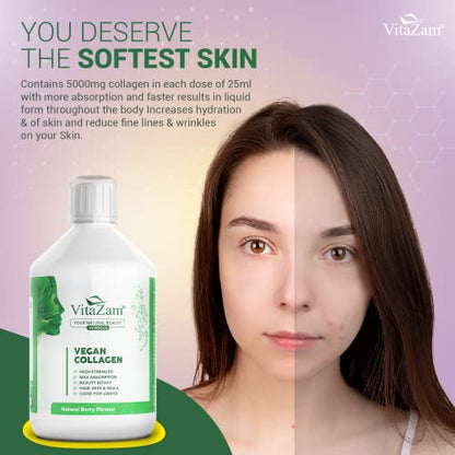 VitaZam Vegan Collagen Liquid 5000mg Hydrolyzed Collagen Peptides for Women VitaZamBuy Supplements Australia