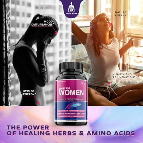 Helix Heal Libido Booster for Women Fast Acting with Horny Goat Weed - Female Desire Pills with Maca Root, Tribulus Terrestris, Ginseng and Hornygoatweed Women - Hormone Balance, Made in USA (60 ct) Helix HealBuy Supplements Australia