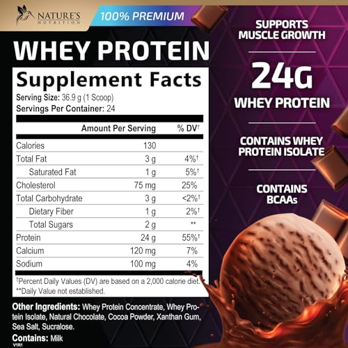 Whey Protein Powder 24g - Chocolate Ice Cream Whey Isolate Protein for Muscle Growth Nature's NutritionBuy Supplements Australia