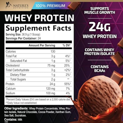 Whey Protein Powder 24g - Chocolate Ice Cream Whey Isolate Protein for Muscle Growth Nature's NutritionBuy Supplements Australia