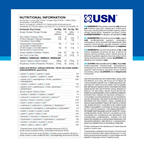 USN Whey+ Strawberry Protein Powder 2kg - Muscle Building & Recovery Protein Shakes USNBuy Supplements Australia