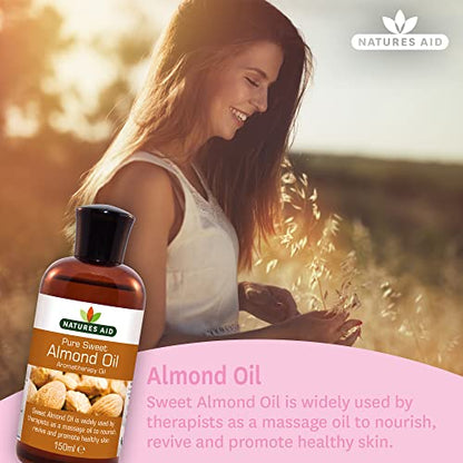 Natures Aid Almond Oil, Pure, Sweet Almond Oil, Massage Oil, Suited to Dry, Sensitive Skin natures aidBuy Supplements Australia