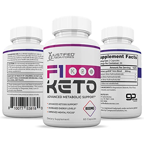 (3 Pack) F1 Keto Pills 800MG Includes goBHB Exogenous Ketones Advanced Ketosis Justified LaboratoriesBuy Supplements Australia