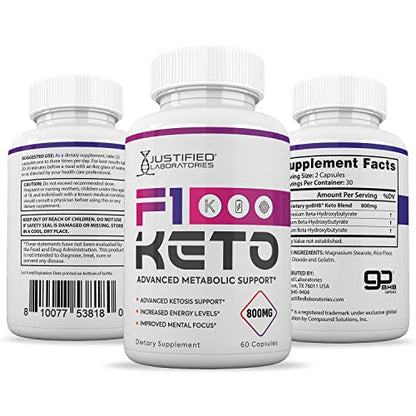 (3 Pack) F1 Keto Pills 800MG Includes goBHB Exogenous Ketones Advanced Ketosis Justified LaboratoriesBuy Supplements Australia