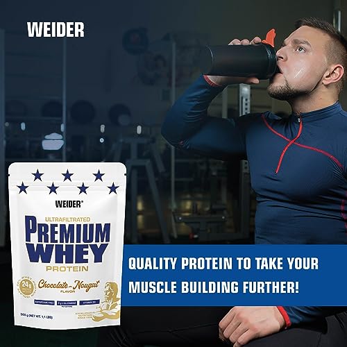 Weider Premium Whey (500g) Chocolate-Nougat Flavour. Ultrafiltrated Proteins from Whey Protein WeiderBuy Supplements Australia
