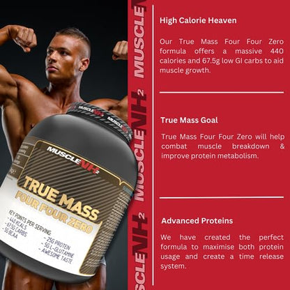 MuscleNh2 True Mass Four Four Zero Mass Gainer Protein Powder, High Calories and Protein MuscleNh2Buy Supplements Australia