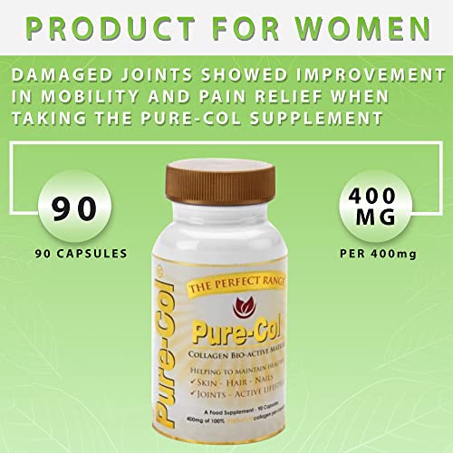 Pure-COL Collagen 90 Capsules 400mg Bio-Active Matrix High Strength Collagen Tablets The Perfect RangeBuy Supplements Australia