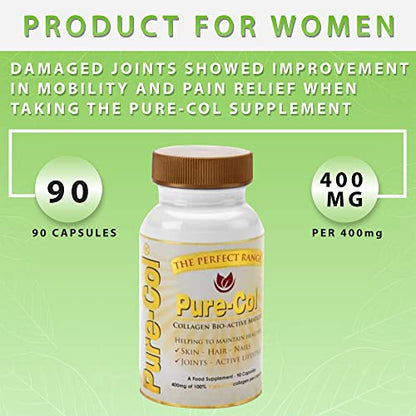 Pure-COL Collagen 90 Capsules 400mg Bio-Active Matrix High Strength Collagen Tablets The Perfect RangeBuy Supplements Australia